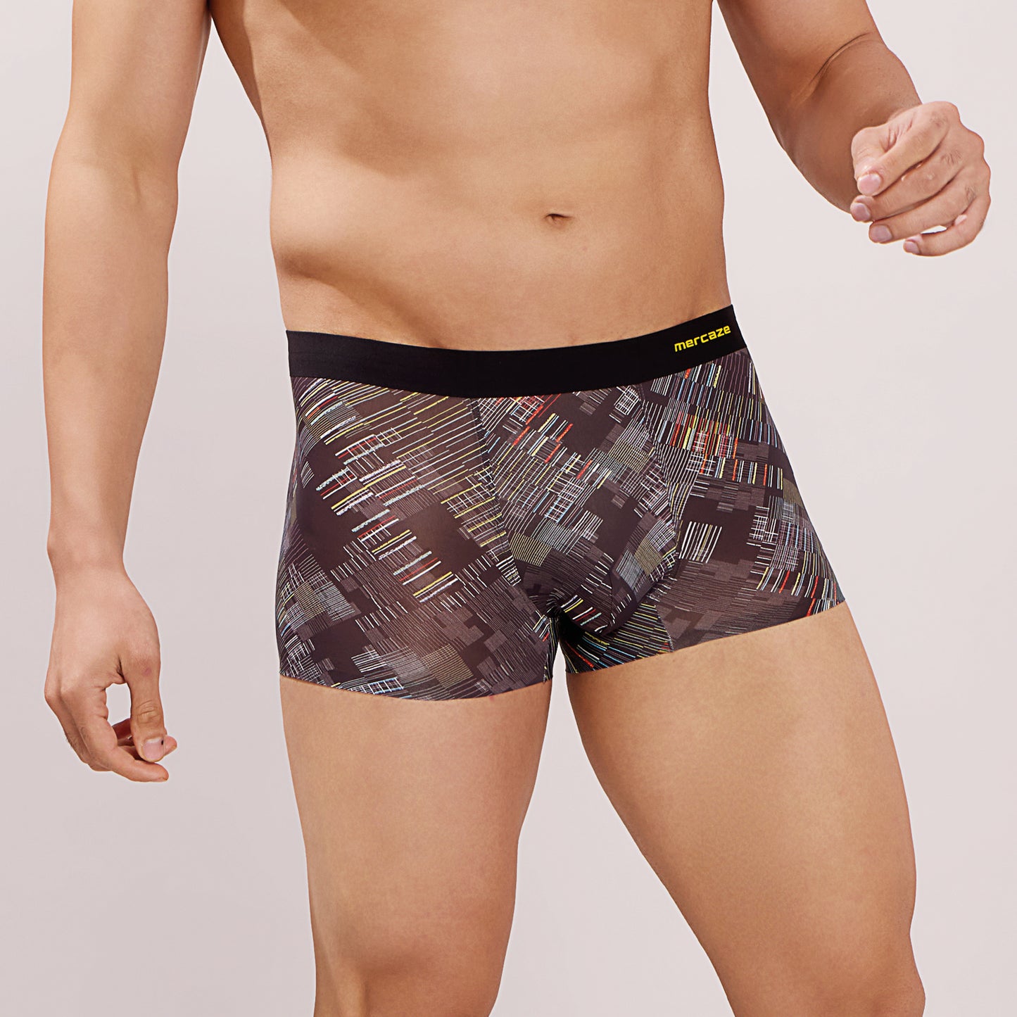 Seamless Fit Comfort – Microfiber Nylon Spandex Printed Trunk – M111 - Black