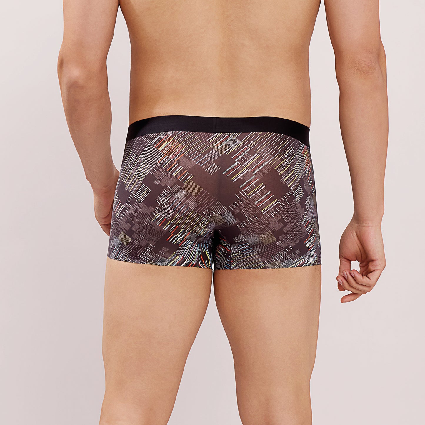 Seamless Fit Comfort – Microfiber Nylon Spandex Printed Trunk – M111 - Black