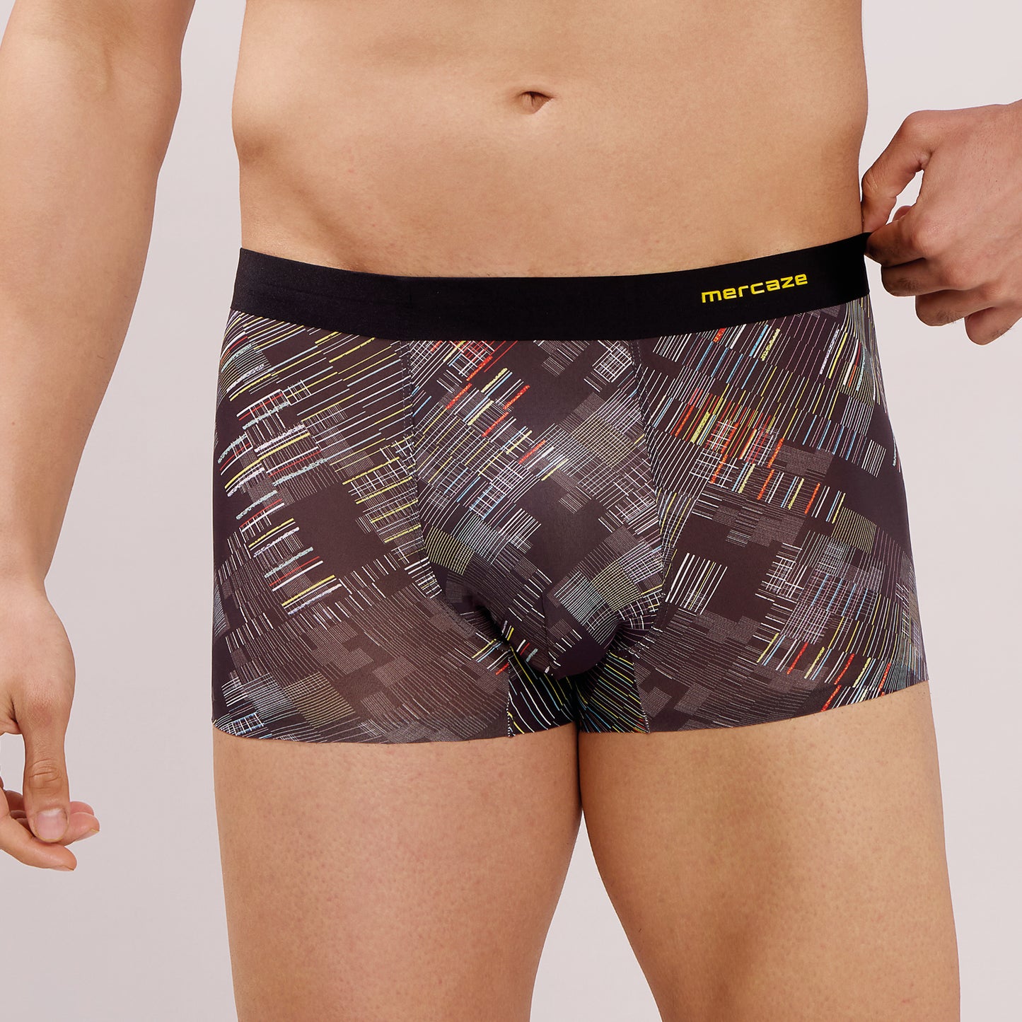 Seamless Fit Comfort – Microfiber Nylon Spandex Printed Trunk – M111 - Black