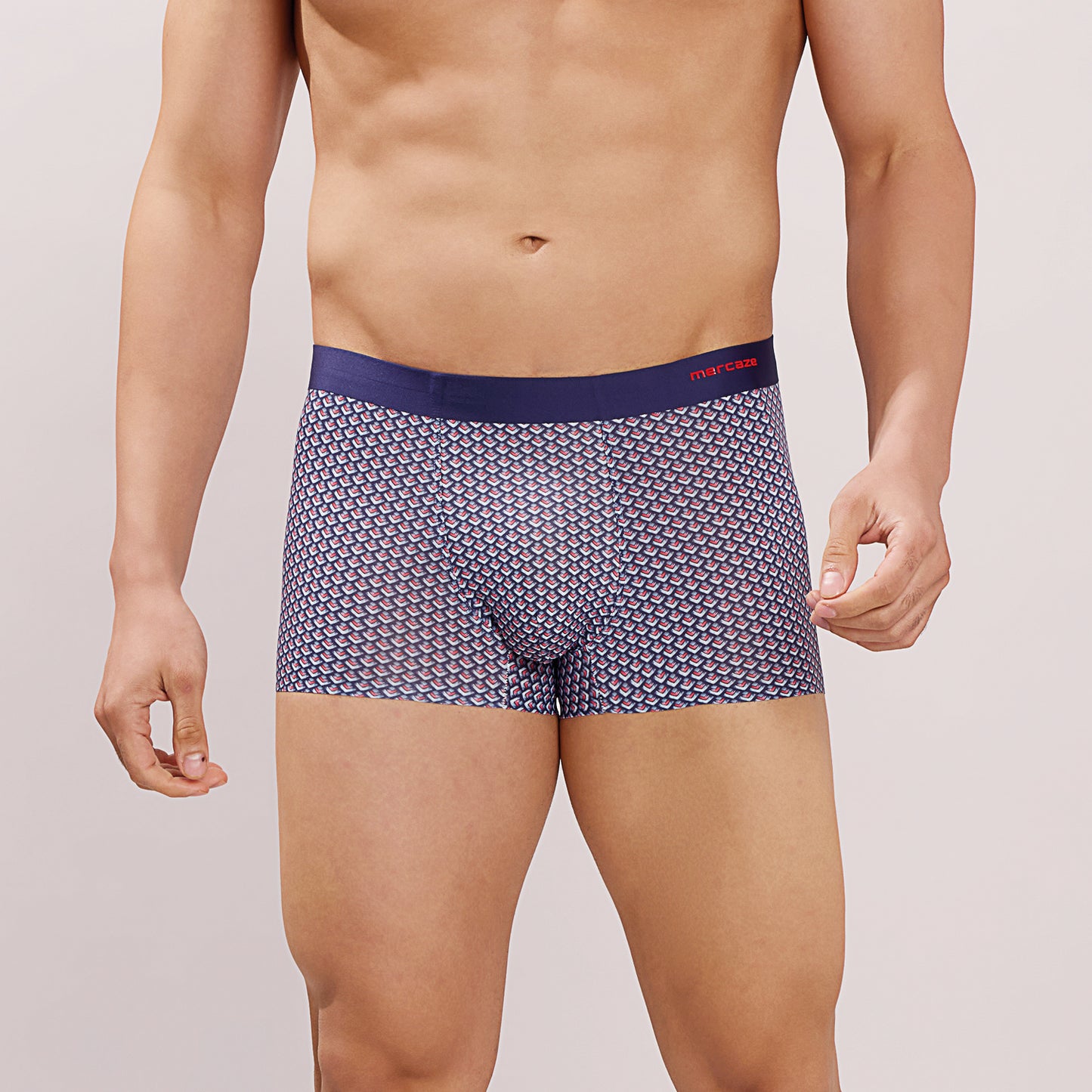 Seamless Fit Comfort – Microfiber Nylon Spandex Printed Trunk – M111 - Navy