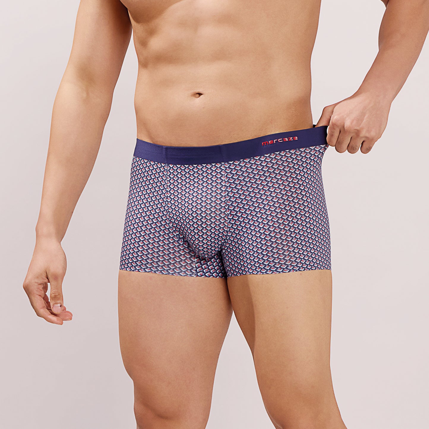 Seamless Fit Comfort – Microfiber Nylon Spandex Printed Trunk – M111 - Navy