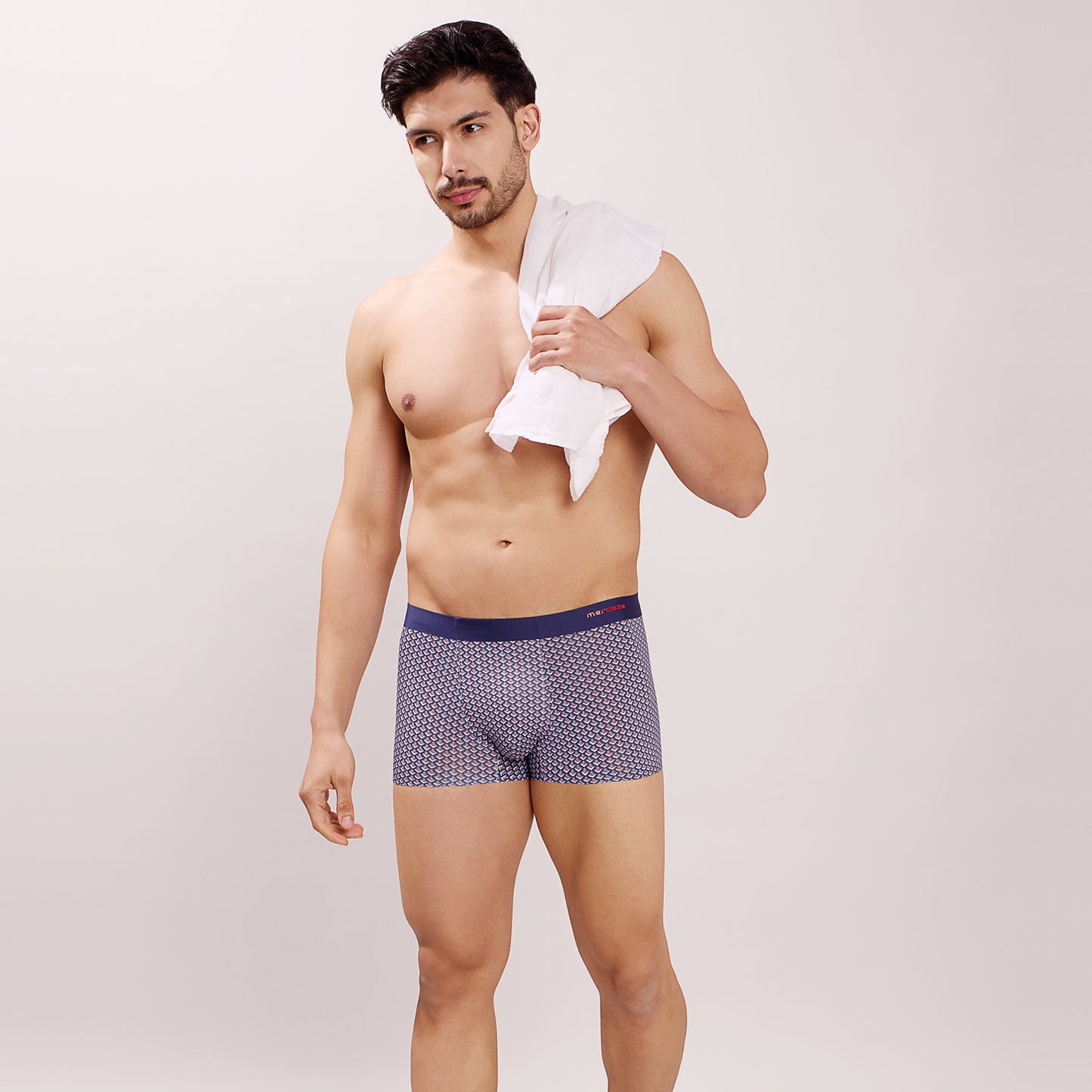 Seamless Fit Comfort – Microfiber Nylon Spandex Printed Trunk – M111 - Navy