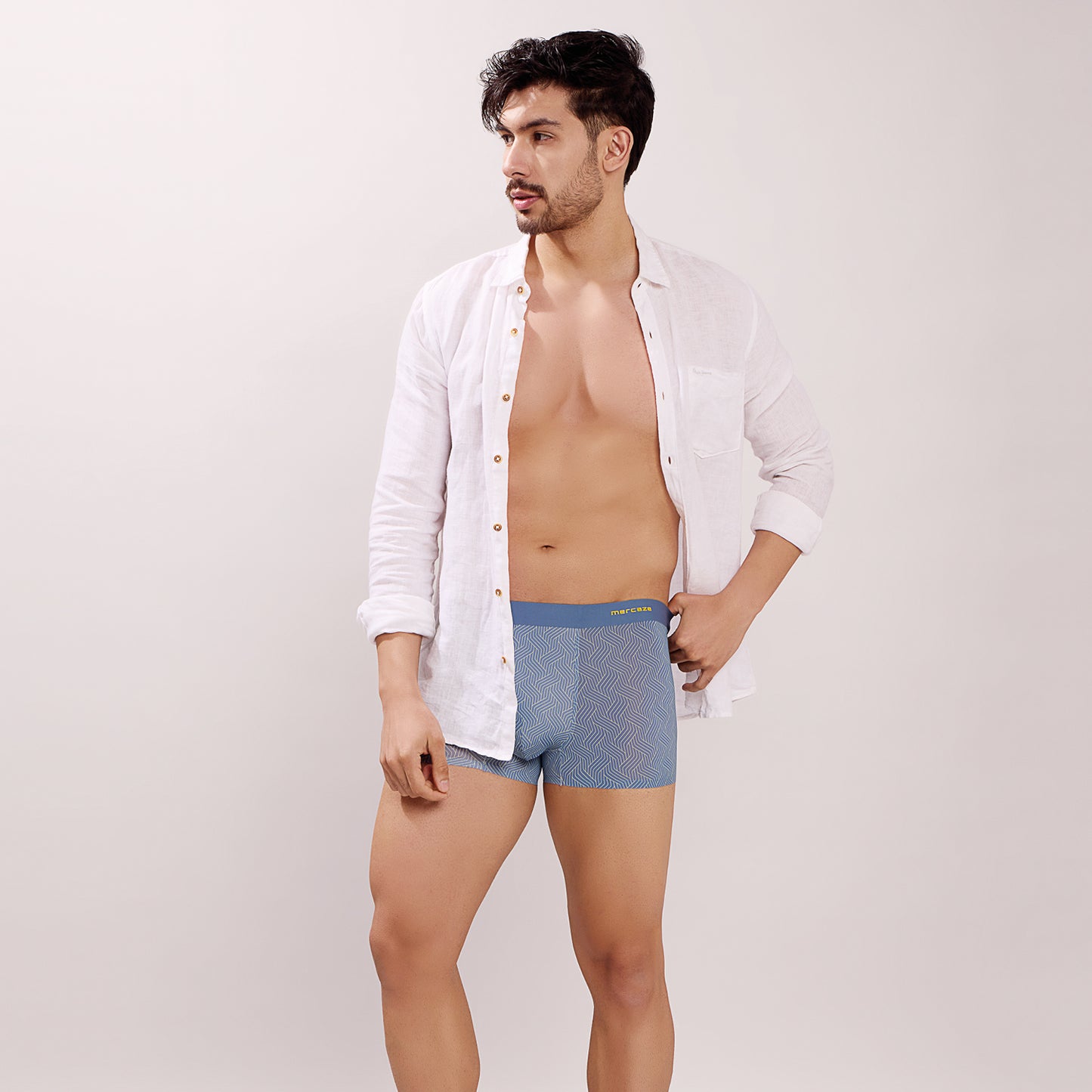 Seamless Fit Comfort – Microfiber Nylon Spandex Printed Trunk – M111 - Sky Blue