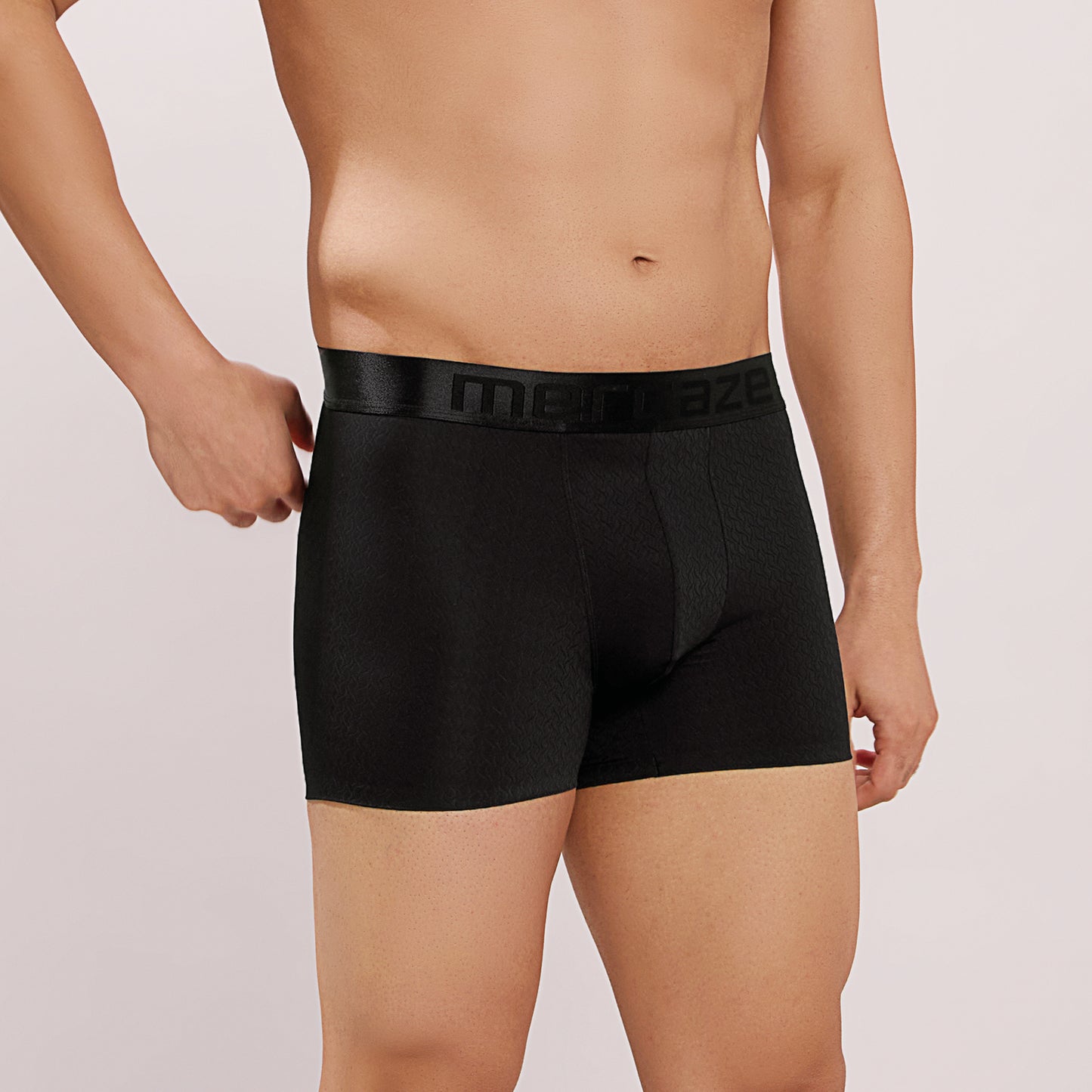 Premium Fit - Textured Jacquard Micro Fibre Nylon Spandex Trunk - M115 - Black