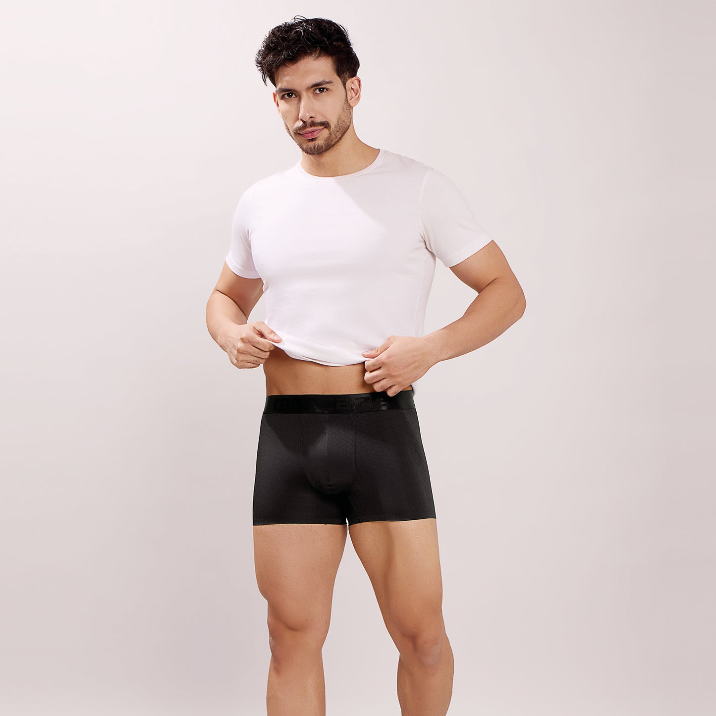 Premium Fit - Textured Jacquard Micro Fibre Nylon Spandex Trunk - M115 - Black
