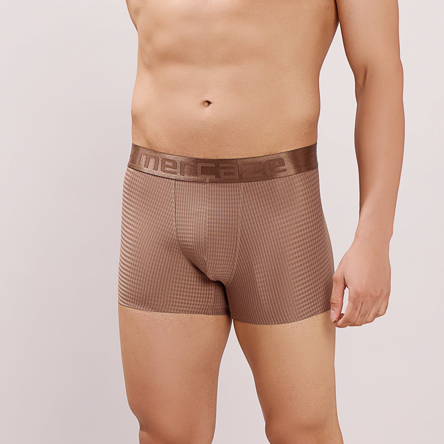 Premium Fit - Textured Jacquard Micro Fibre Nylon Spandex Trunk - M115 - Brown