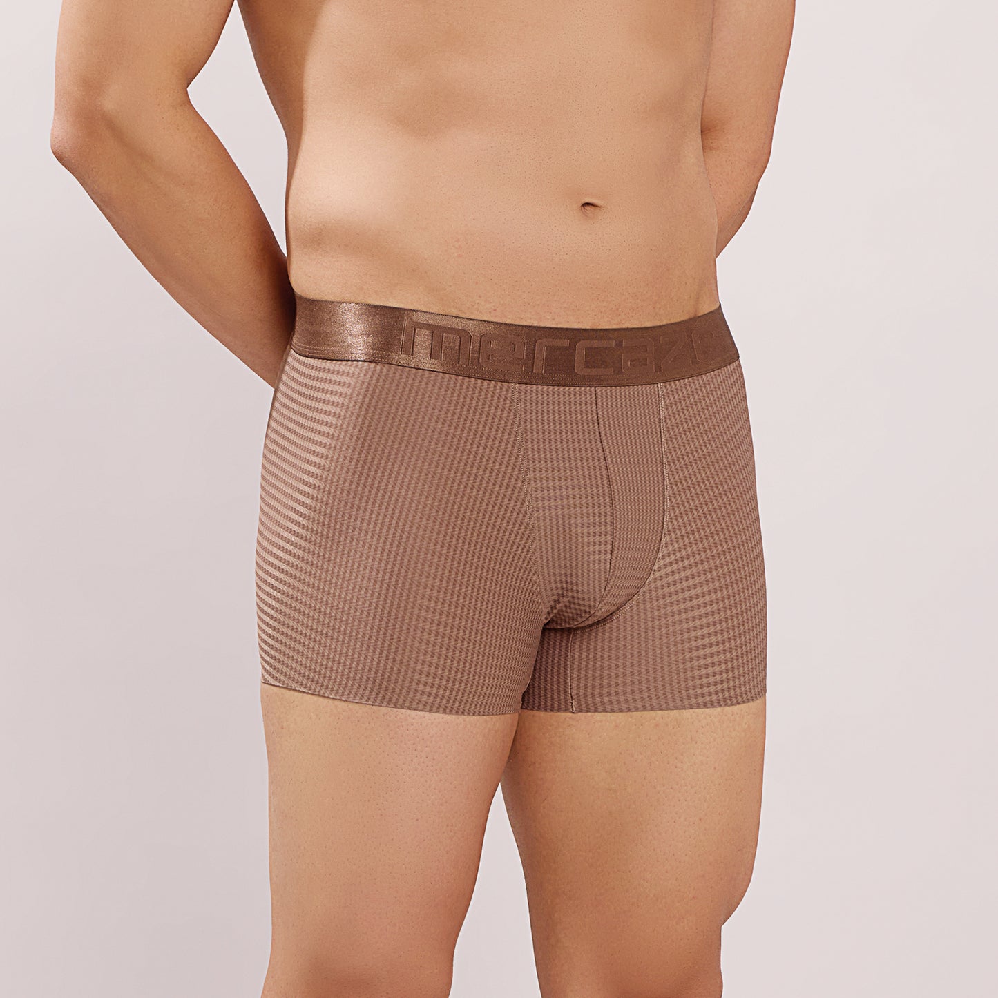 Premium Fit - Textured Jacquard Micro Fibre Nylon Spandex Trunk - M115 - Brown