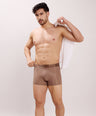 Premium Fit - Textured Jacquard Micro Fibre Nylon Spandex Trunk - M115 - Brown