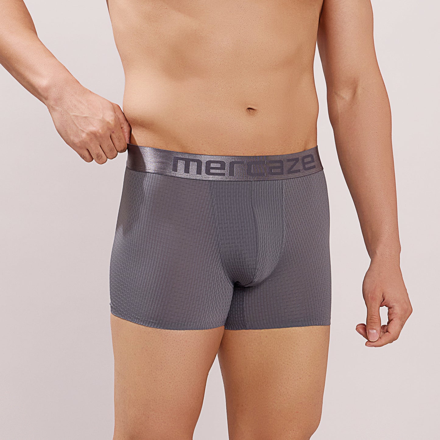 Premium Fit - Textured Jacquard Micro Fibre Nylon Spandex Trunk - M115 - Dark Grey
