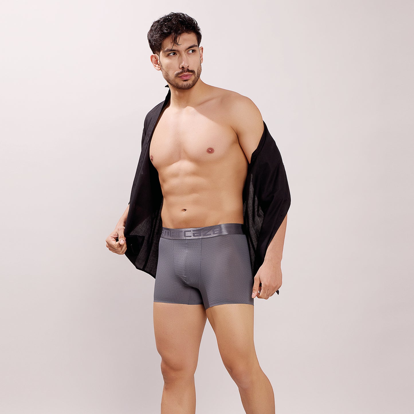 Premium Fit - Textured Jacquard Micro Fibre Nylon Spandex Trunk - M115 - Dark Grey