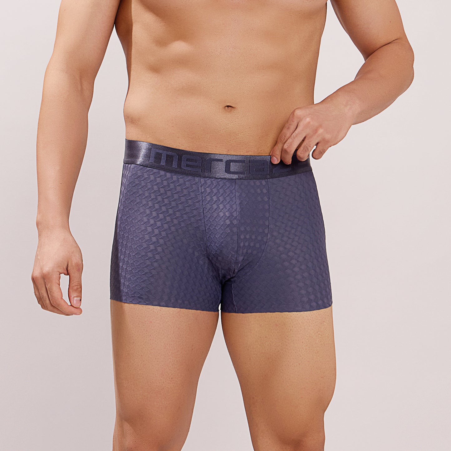 Premium Fit - Textured Jacquard Micro Fibre Nylon Spandex Trunk - M115 - Steel Blue
