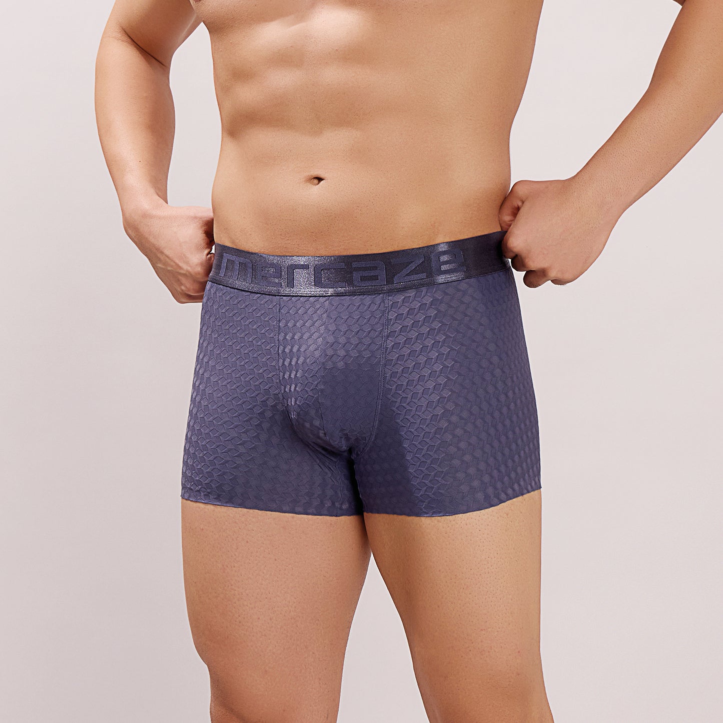 Premium Fit - Textured Jacquard Micro Fibre Nylon Spandex Trunk - M115 - Steel Blue