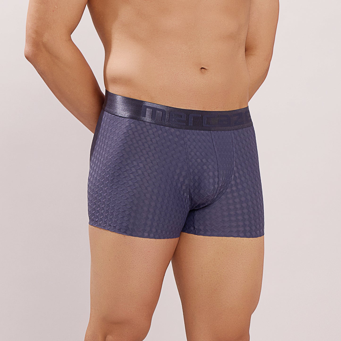 Premium Fit - Textured Jacquard Micro Fibre Nylon Spandex Trunk - M115 - Steel Blue