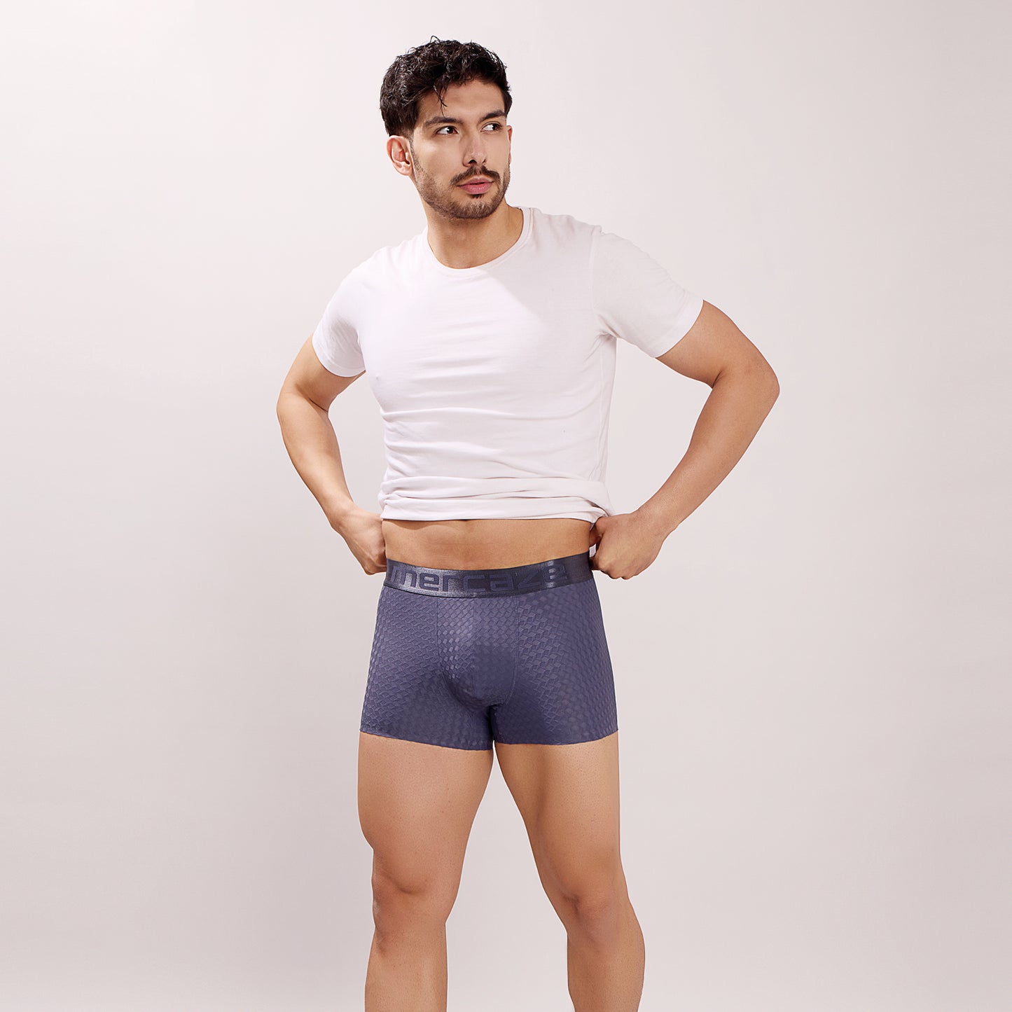 Premium Fit - Textured Jacquard Micro Fibre Nylon Spandex Trunk - M115 - Steel Blue