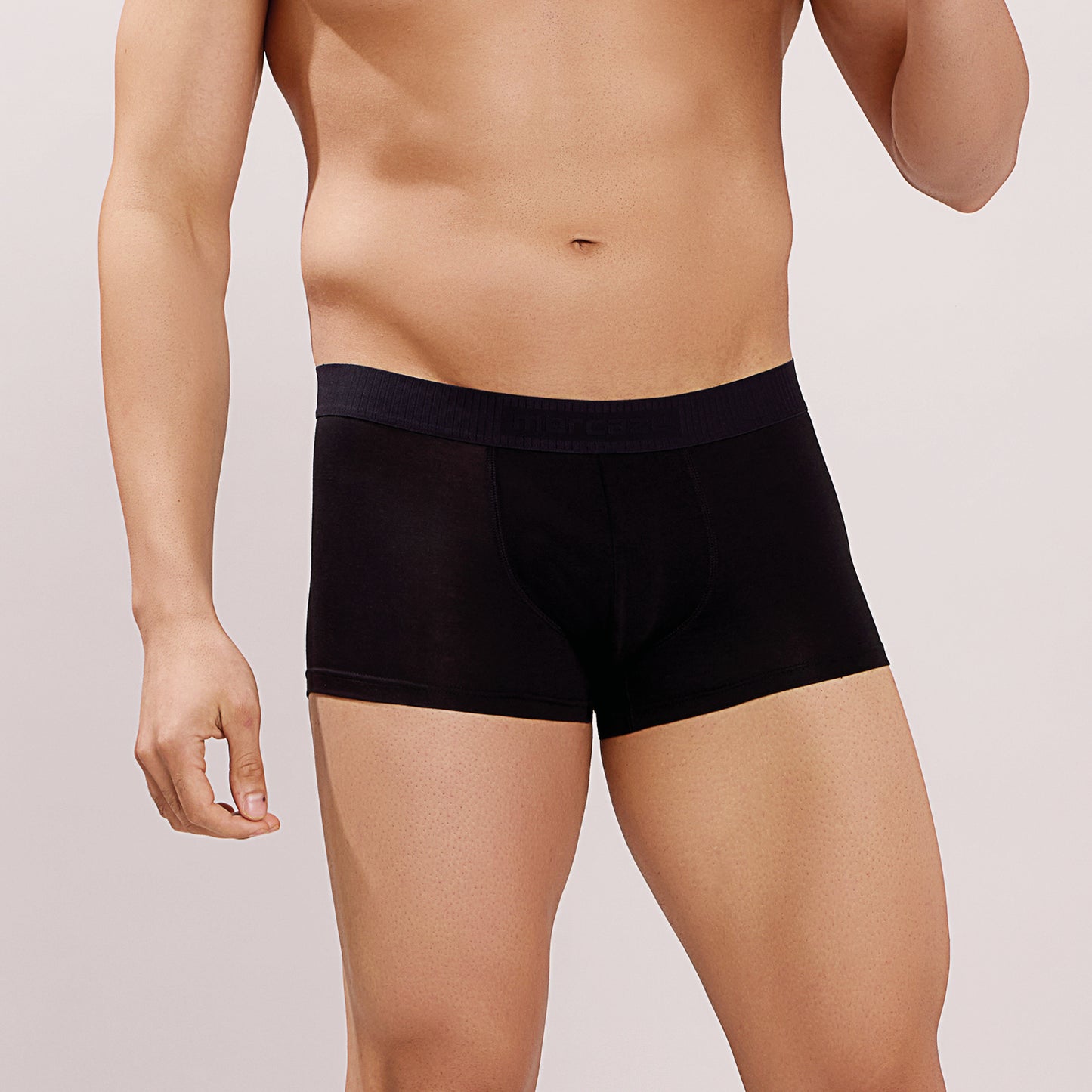 Soft Elastic Waistband- Premium Bamboo Cotton Spandex Trunk (Hipster) - M116- Black