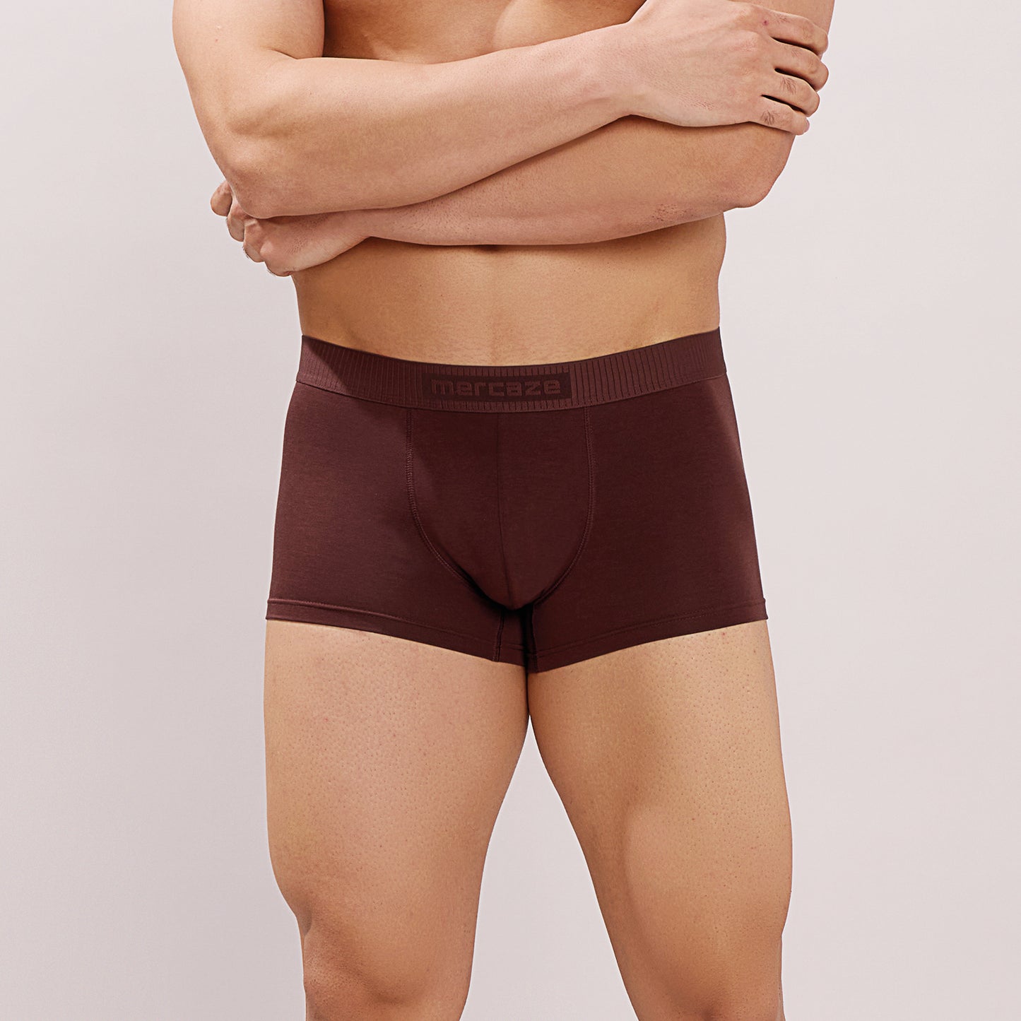 Soft Elastic Waistband- Premium Bamboo Cotton Spandex Trunk (Hipster) - M116- Brown