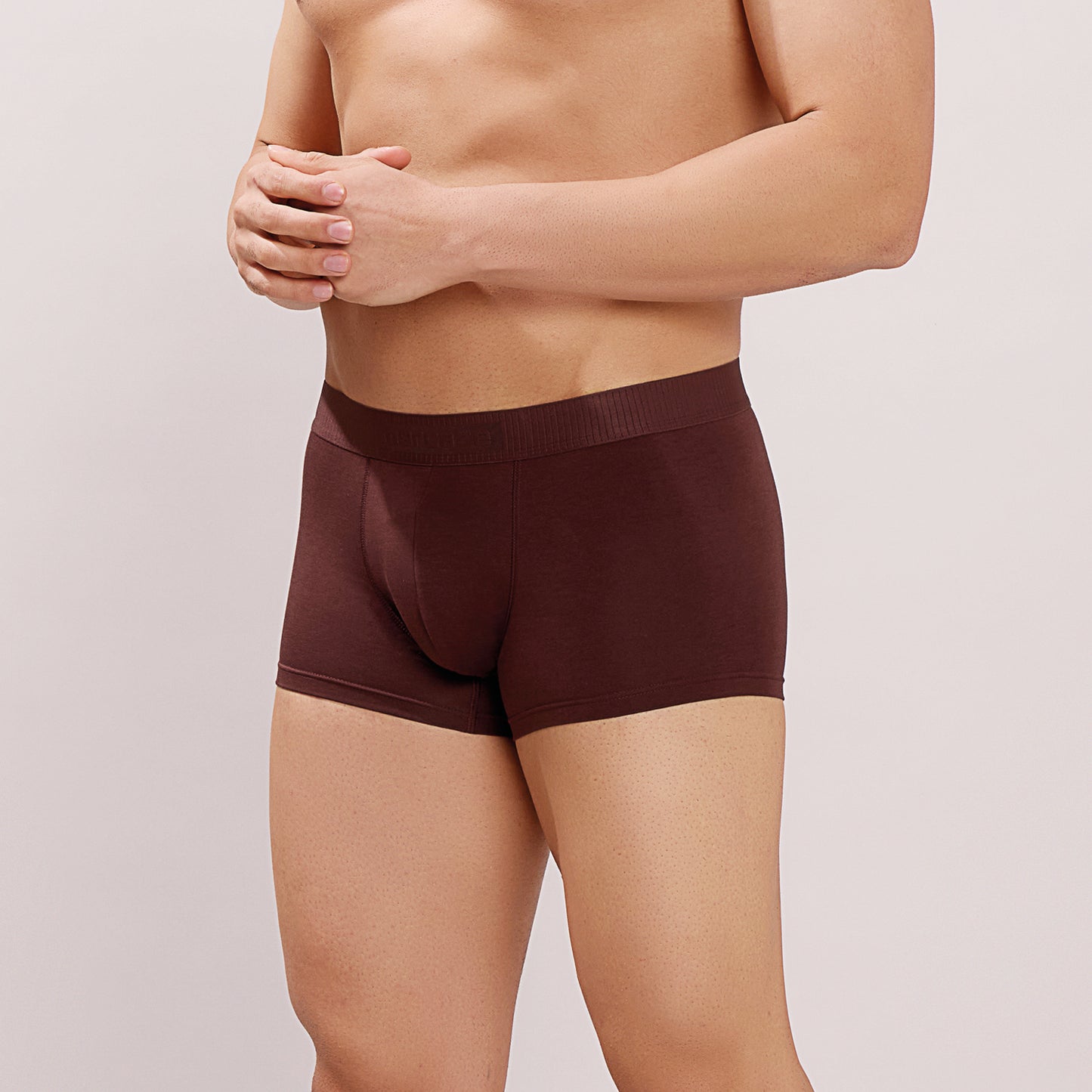 Soft Elastic Waistband- Premium Bamboo Cotton Spandex Trunk (Hipster) - M116- Brown