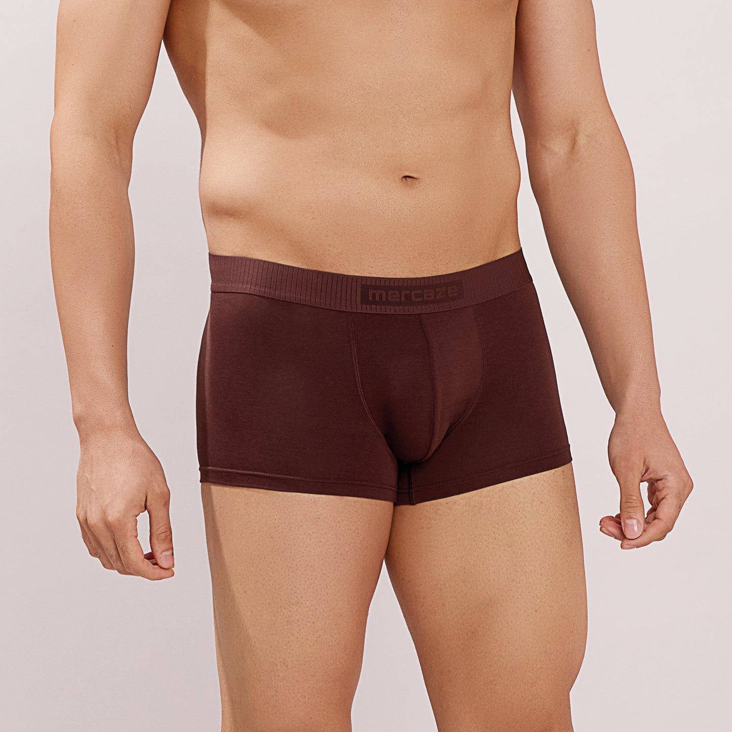 Soft Elastic Waistband- Premium Bamboo Cotton Spandex Trunk (Hipster) - M116- Brown