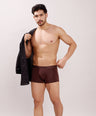 Soft Elastic Waistband- Premium Bamboo Cotton Spandex Trunk (Hipster) - M116- Brown