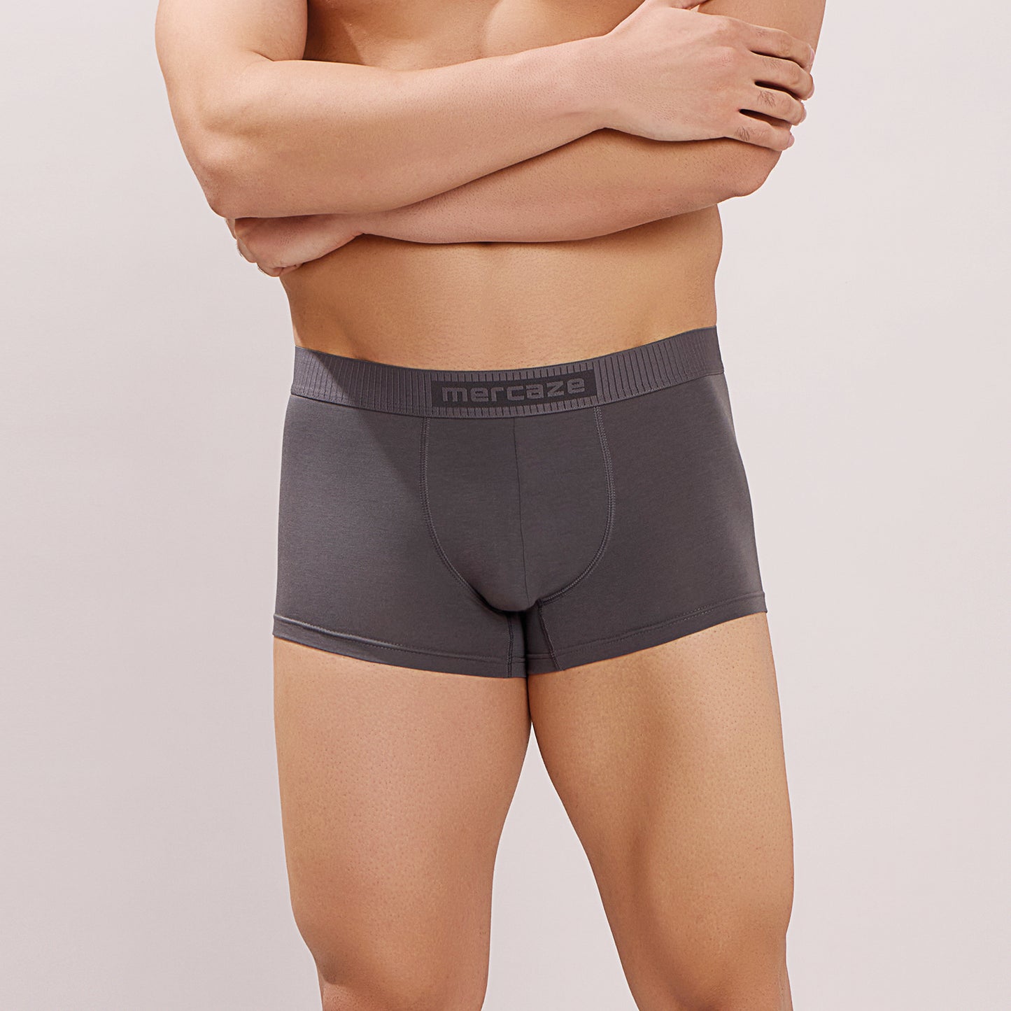 Soft Elastic Waistband- Premium Bamboo Cotton Spandex Trunk (Hipster) - M116- Dark Grey