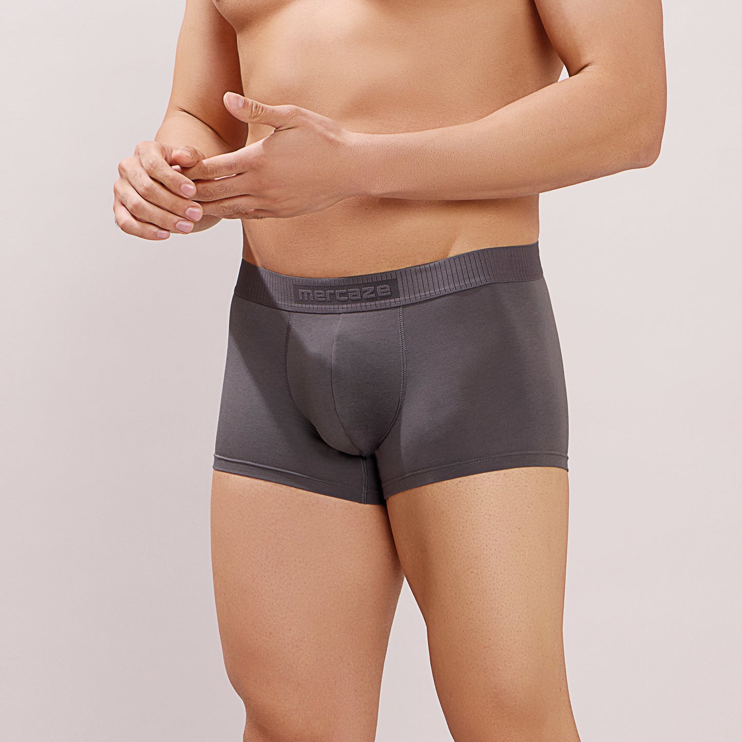 Soft Elastic Waistband- Premium Bamboo Cotton Spandex Trunk (Hipster) - M116- Dark Grey