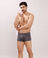 Soft Elastic Waistband- Premium Bamboo Cotton Spandex Trunk (Hipster) - M116- Dark Grey