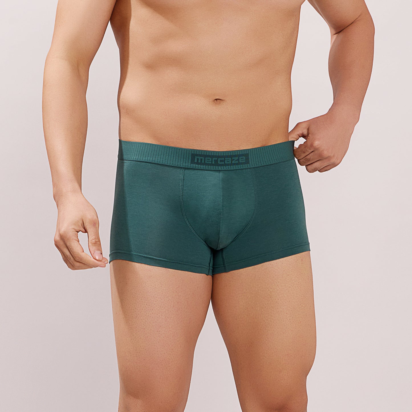 Soft Elastic Waistband- Premium Bamboo Cotton Spandex Trunk (Hipster) - M116- Olive