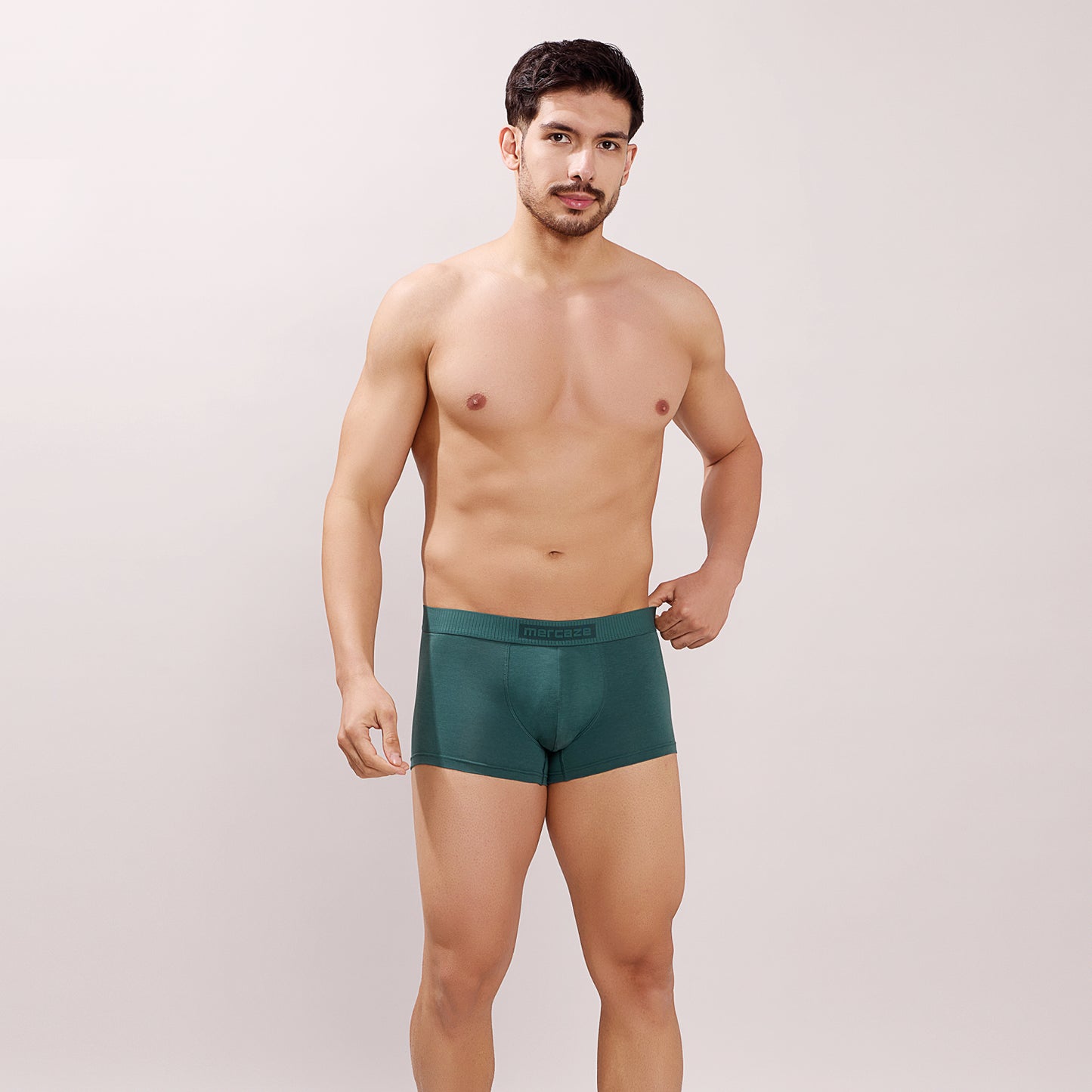 Soft Elastic Waistband- Premium Bamboo Cotton Spandex Trunk (Hipster) - M116- Olive