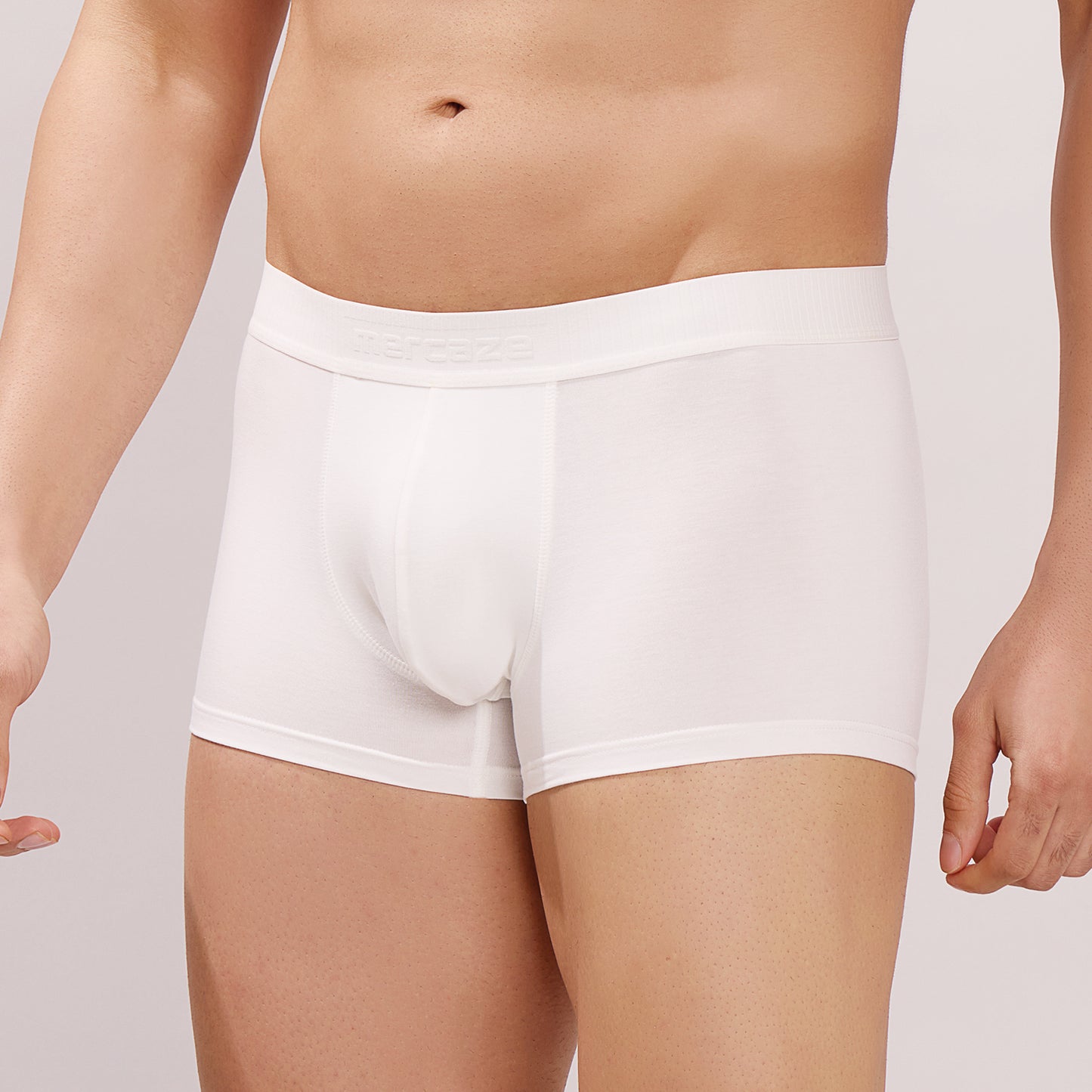 Soft Elastic Waistband- Premium Bamboo Cotton Spandex Trunk (Hipster) - M116- White