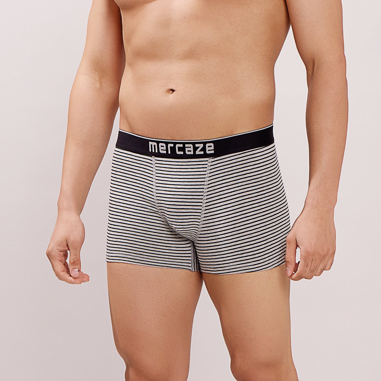 Breathable Comfort Fit – Super Combed Cotton Spandex Striped Trunk  – M121 – Grey