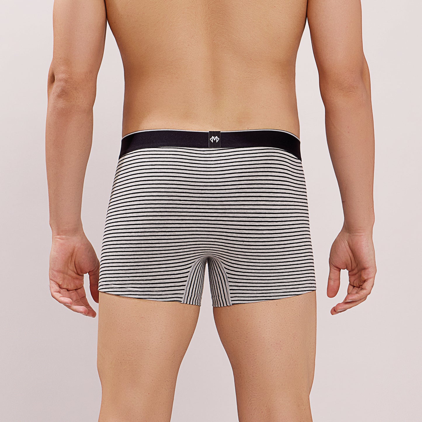 Breathable Comfort Fit – Super Combed Cotton Spandex Striped Trunk  – M121 – Grey