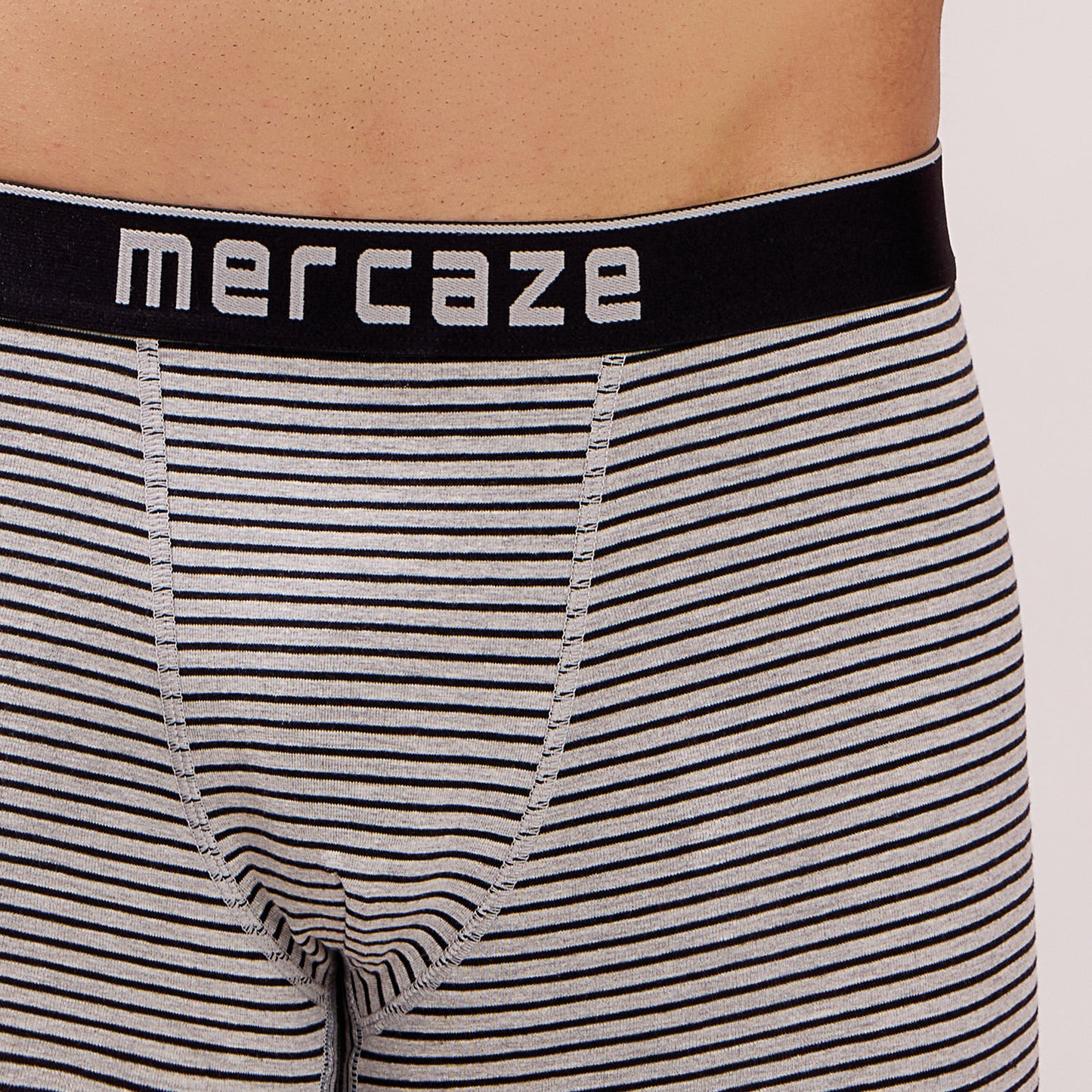 Breathable Comfort Fit – Super Combed Cotton Spandex Striped Trunk  – M121 – Grey