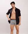Breathable Comfort Fit – Super Combed Cotton Spandex Striped Trunk  – M121 – Grey