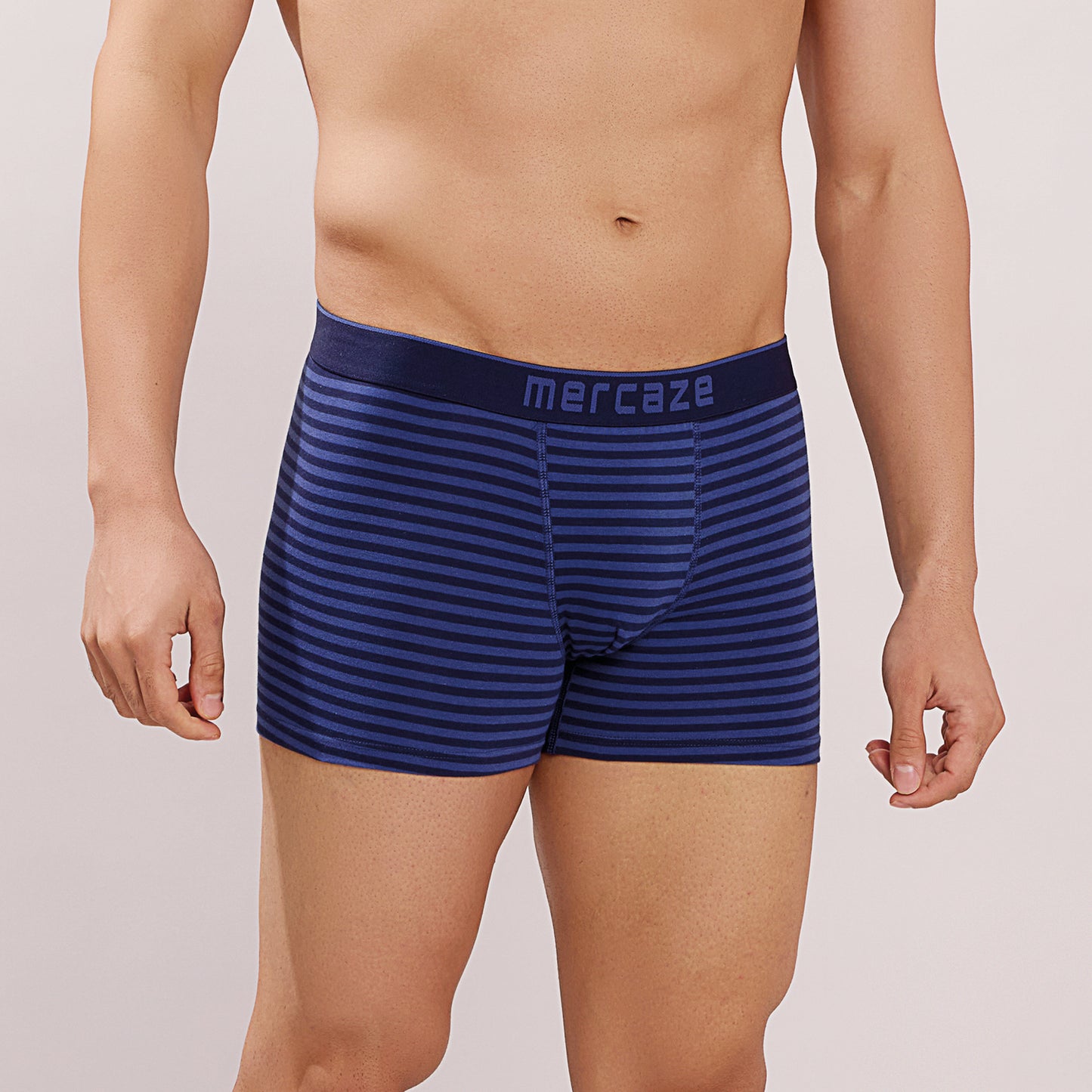 Breathable Comfort Fit – Super Combed Cotton Spandex Striped Trunk  – M121 – Indigo