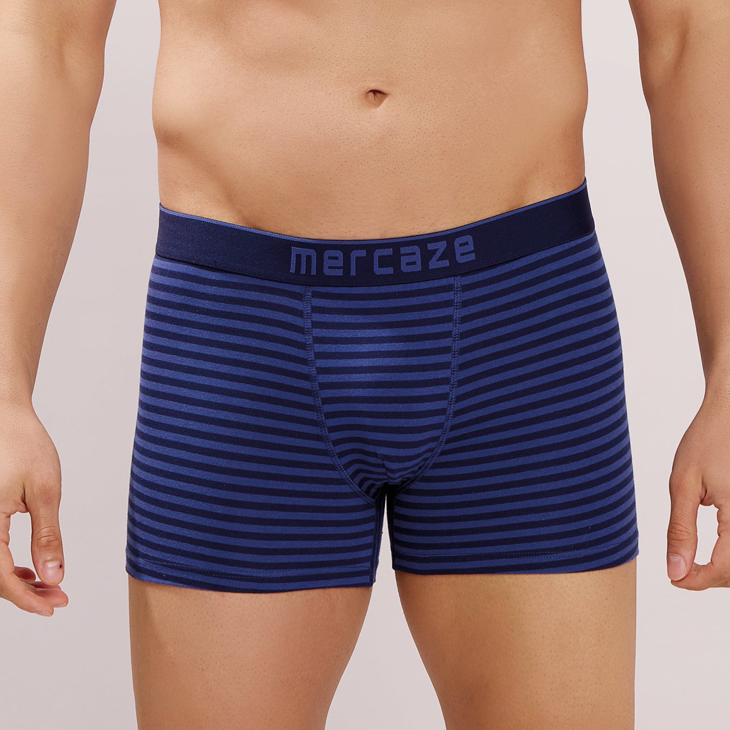 Breathable Comfort Fit – Super Combed Cotton Spandex Striped Trunk  – M121 – Indigo