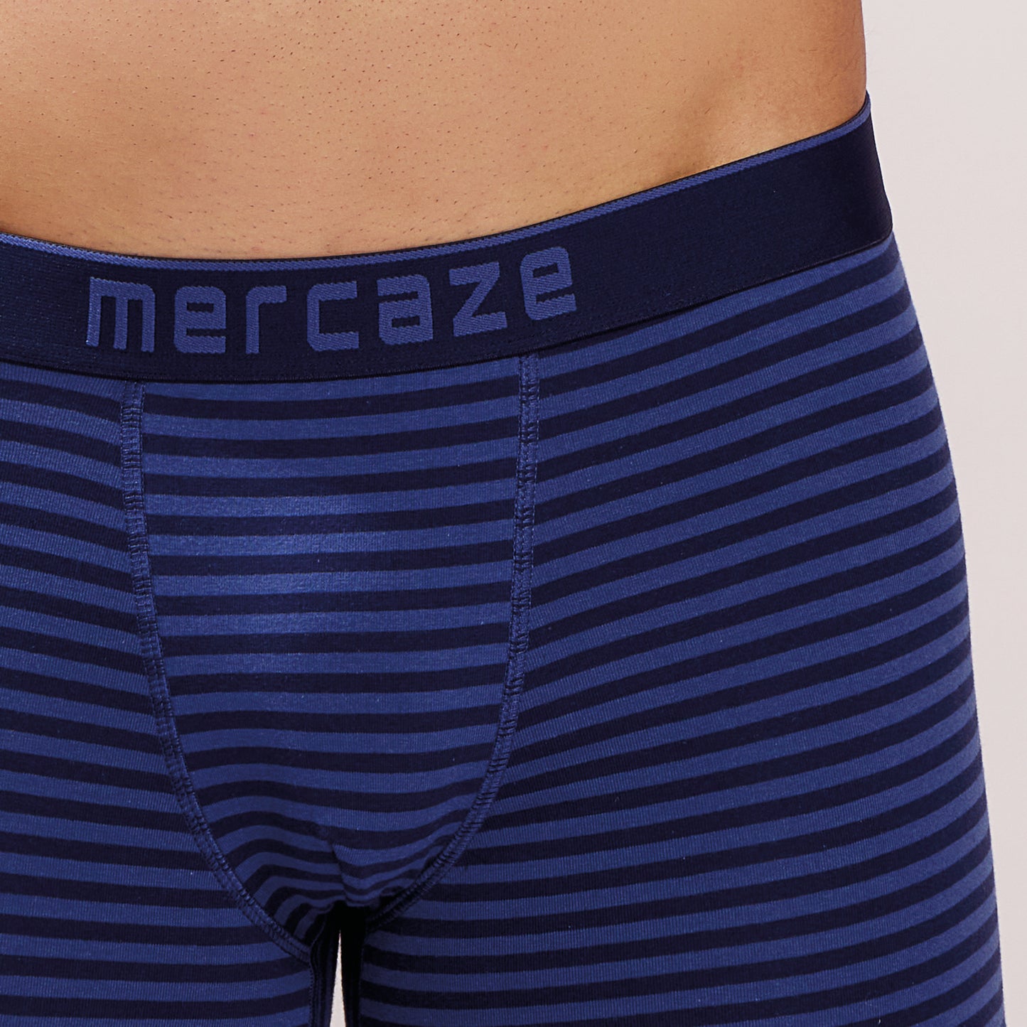 Breathable Comfort Fit – Super Combed Cotton Spandex Striped Trunk  – M121 – Indigo