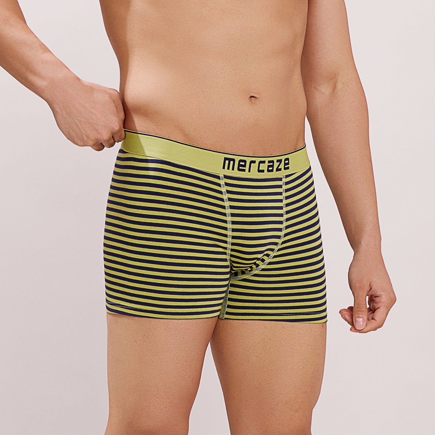 Breathable Comfort Fit – Super Combed Cotton Spandex Striped Trunk  – M121 – Lime