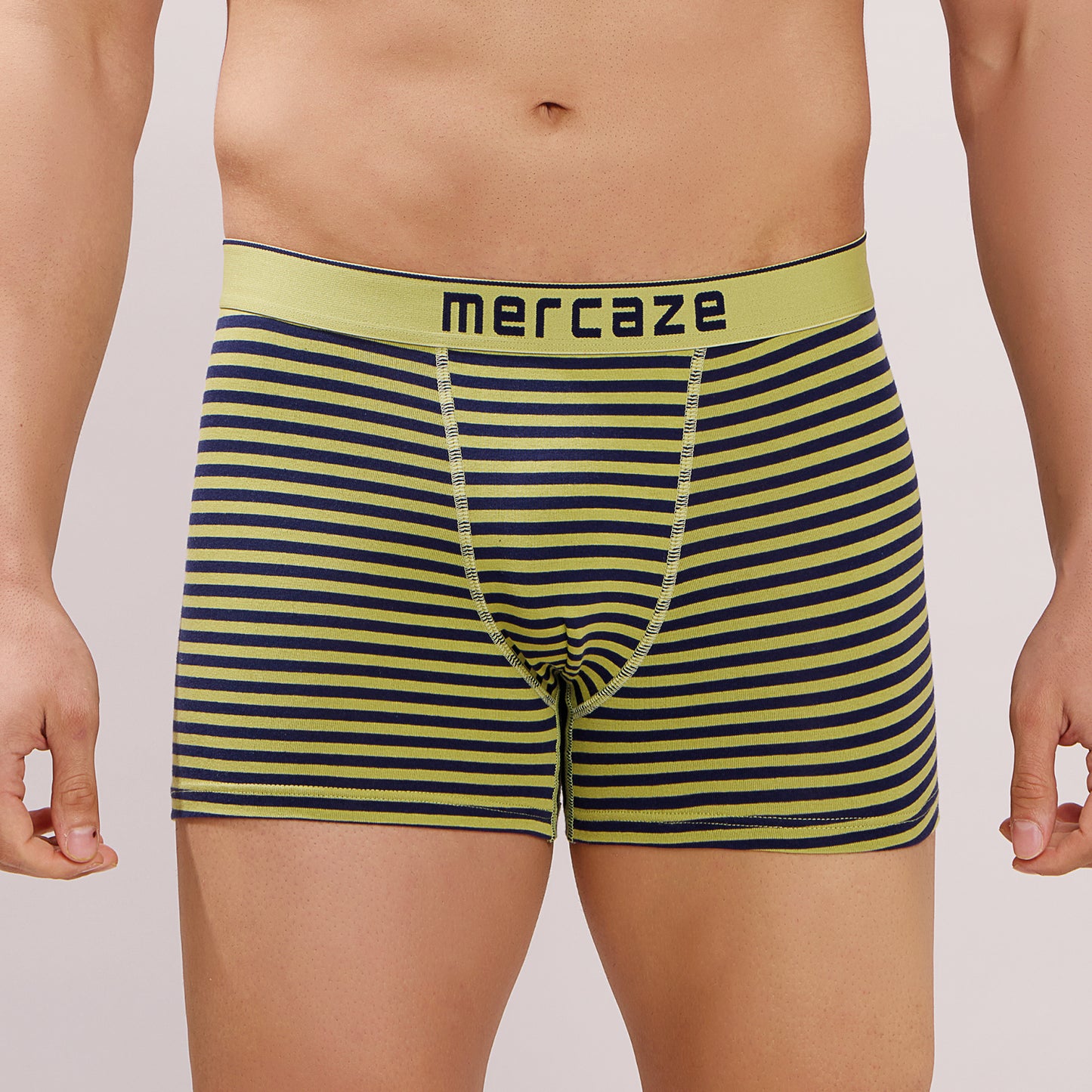 Breathable Comfort Fit – Super Combed Cotton Spandex Striped Trunk  – M121 – Lime