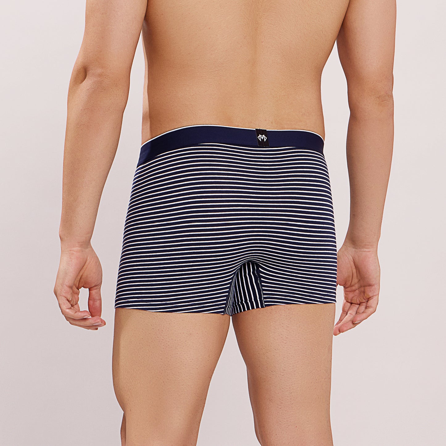 Breathable Comfort Fit – Super Combed Cotton Spandex Striped Trunk  – M121 – Navy