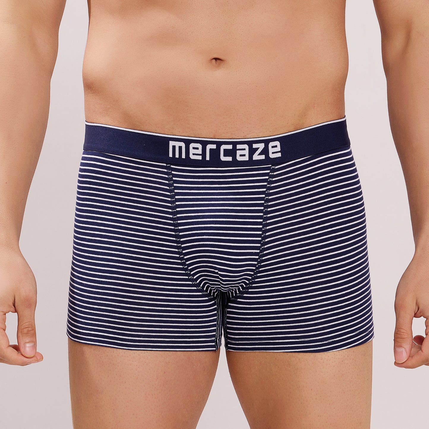 Breathable Comfort Fit – Super Combed Cotton Spandex Striped Trunk  – M121 – Navy
