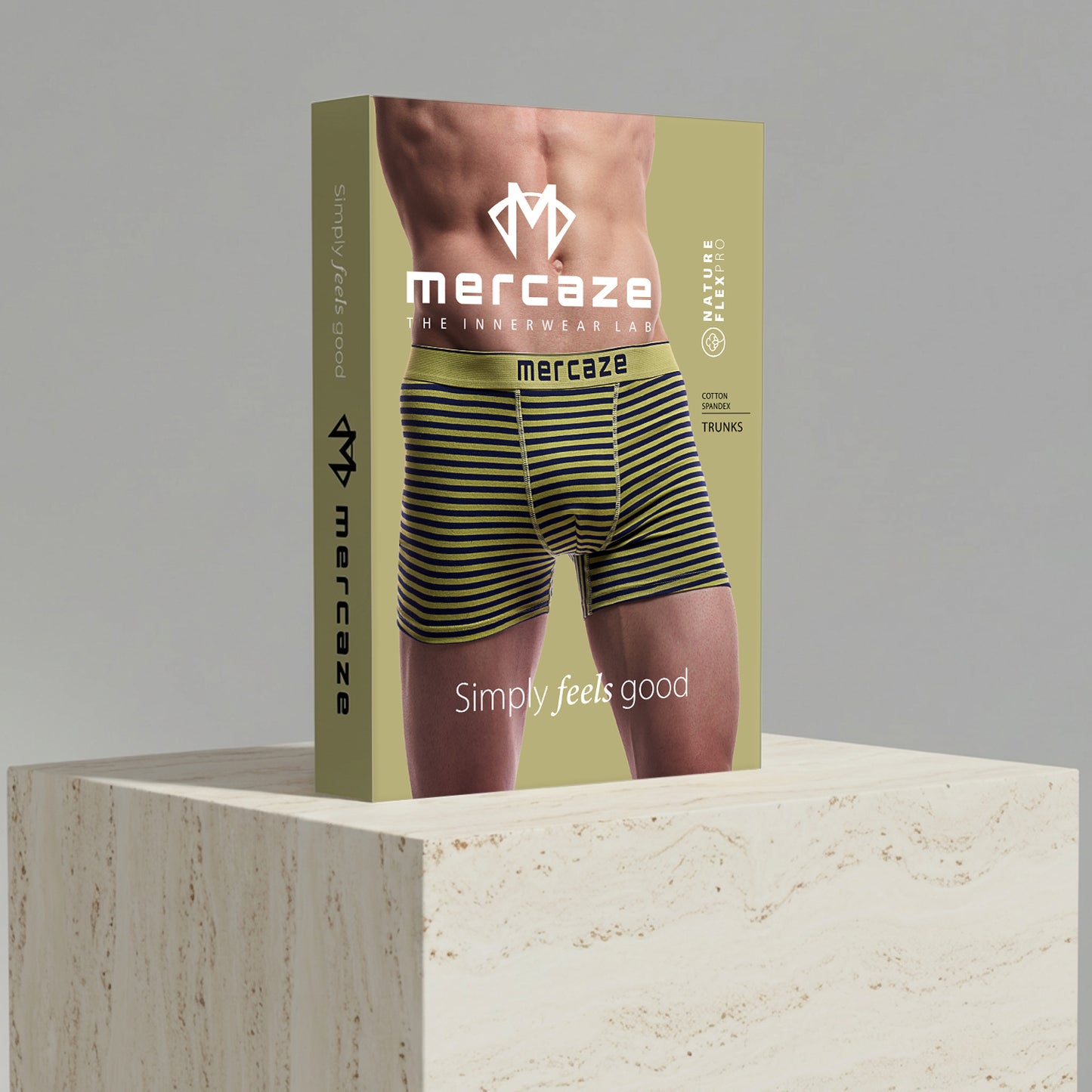 Breathable Comfort Fit – Super Combed Cotton Spandex Striped Trunk  – M121 – Indigo