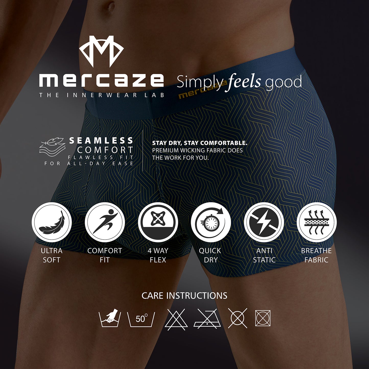 Seamless Ultra-Stretch Comfort – Microfiber Nylon Spandex Trunk – M110 – Mud Grey